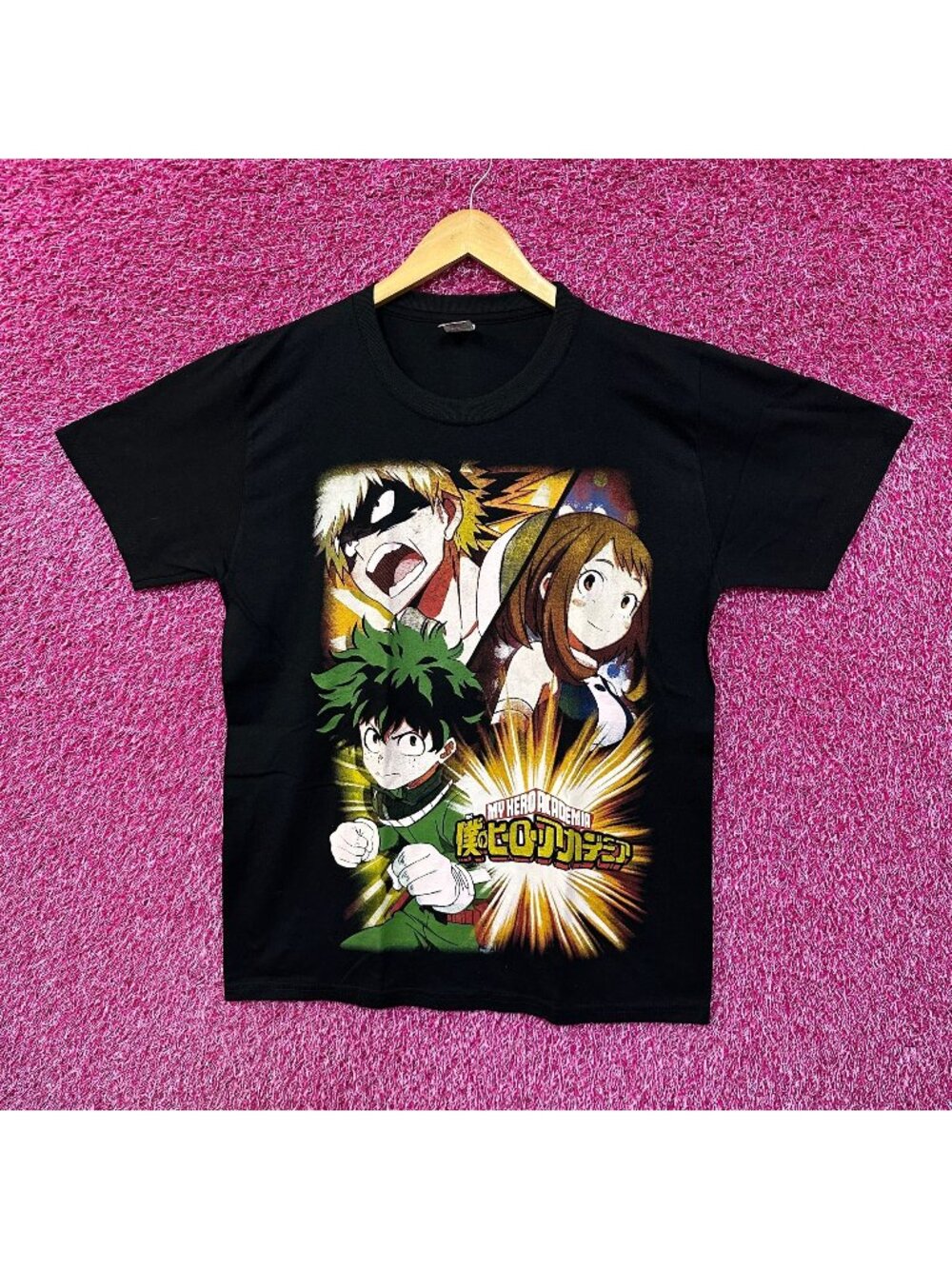My Hero Academia Midoriya Uraraka Bakugo Anime Tee L